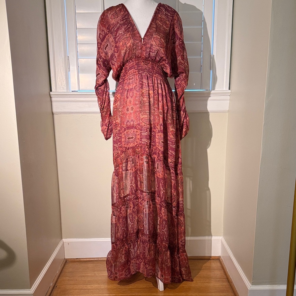 Bohemian Red Paisley Maxi Dress